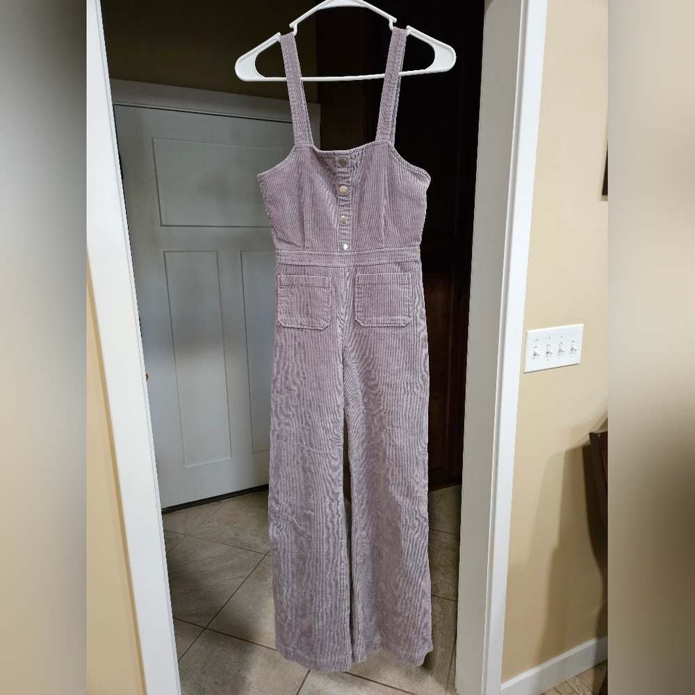 Forever 21 Dusty Lavender Corduroy Jumpsuit Size Small Adjustable Button Straps